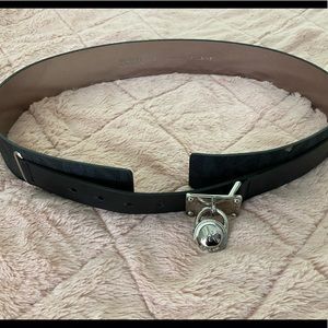 Michael Kors wide belt black with signature logo and silver buckle and hardware